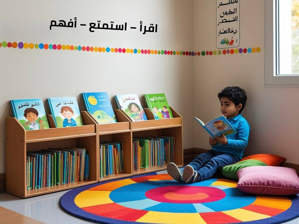 زاوية القراءة بخزانة كتب منخفضة